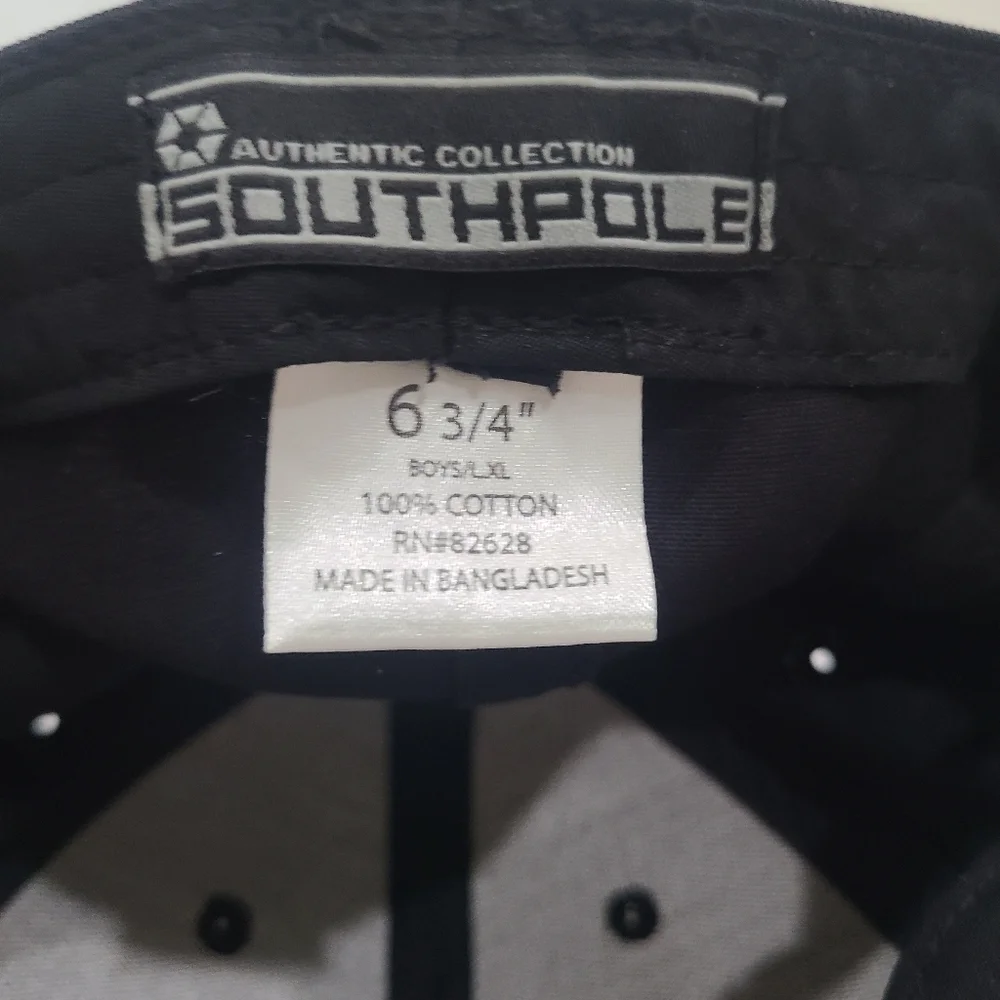 South Pole Black Embroidered Cap Sz.6 3/4 Boys L-XL